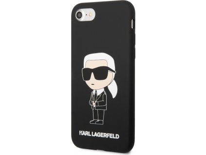 Karl Lagerfeld Liquid Silikónový Ikonik Kryt pre iPhone 7 / 8 / SE 2020 / SE 2022, Čierny