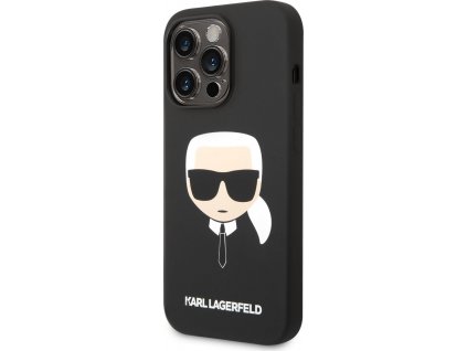 Karl Lagerfeld Head Silikónový Kryt pre iPhone 14 Pro, Čierny