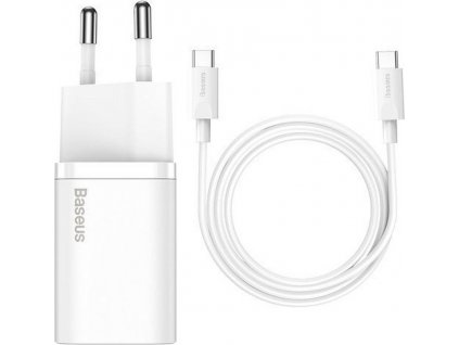 Baseus Nabíjací adaptér TZCCSUP-L02 USB-C 25W + USB-C kábel 1m, Biely