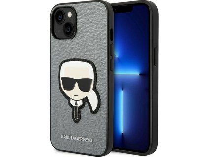 Karl Lagerfeld Saffiano Kryt pre iPhone 14, Sivý