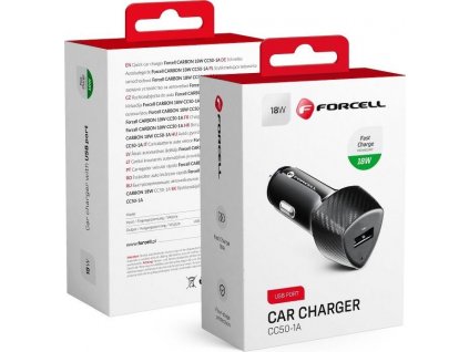 Forcell Carbon Autonabíjačka USB-A 18W, Čierna