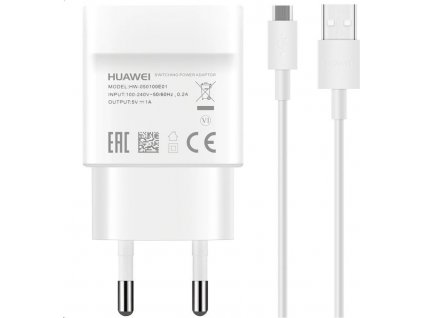 Huawei Nabíjací Adaptér + Kábel MicroUSB, Biely  (Service Pack)