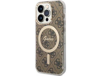 Guess 4G IML Kryt s MagSafe pre iPhone 14 Pro, Hnedý