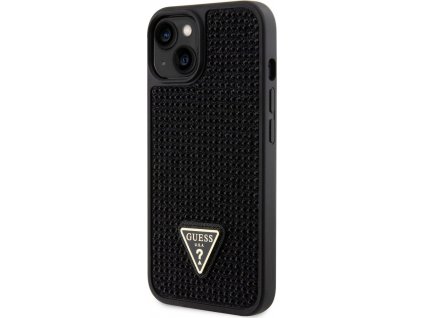 Guess Rhinestones Triangle Metal Logo Kryt pre iPhone 14, Čierny