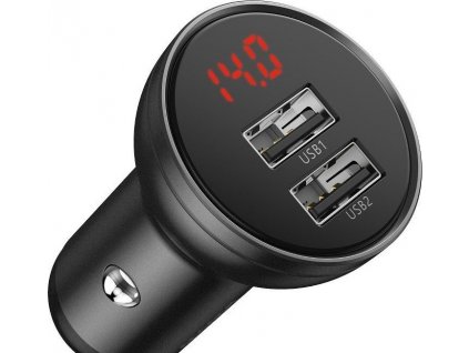 Baseus Nabíjačka do Auta s Displejom 24W 2x USB, Sivá