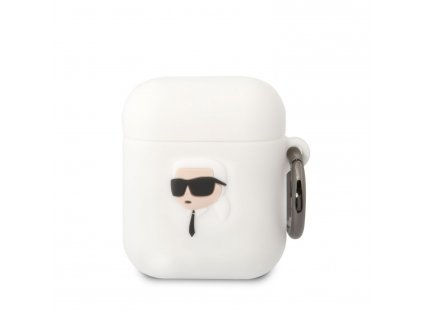 Karl Lagerfeld 3D Logo NFT Karl Head Silikonové Pouzdro pro Airpods 1/2 White