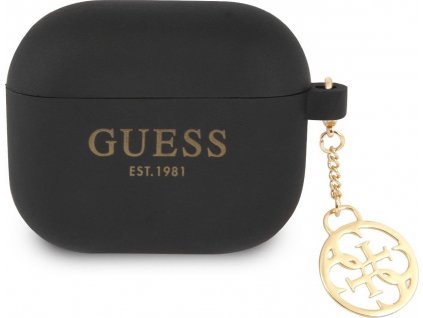 Guess 4G Charms Silikónové Puzdro pre Airpods 3, Čierne