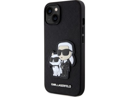 Karl Lagerfeld Saffiano Karl and Choupette Kryt pre iPhone 13, Čierny