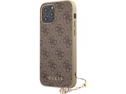 Guess 4G Charms Kryt pre iPhone 12 / 12 Pro, Hnedý
