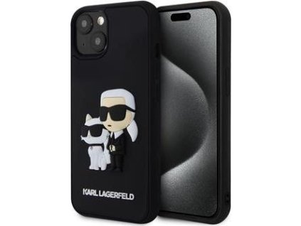 Karl Lagerfeld 3D Rubber Karl and Choupette Kryt pre iPhone 13, Čierny