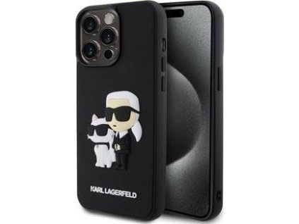Karl Lagerfeld 3D Rubber Karl and Choupette Kryt pre iPhone 13 Pro Max, Čierny