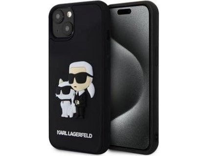Karl Lagerfeld 3D Rubber Karl and Choupette Kryt pre iPhone 14, Čierny