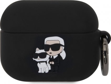 Karl Lagerfeld 3D Logo NFT Karl and Choupette Silikonové Puzdro pre AirPods Pro, Čierne