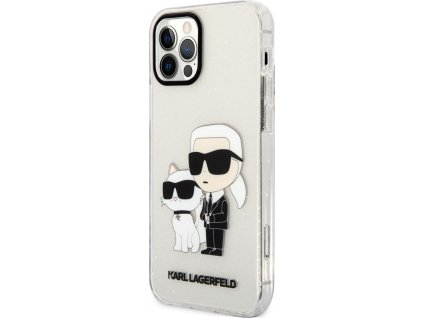 Karl Lagerfeld IML Glitter Karl and Choupette Kryt pre iPhone 12 / 12 Pro, Transparentný
