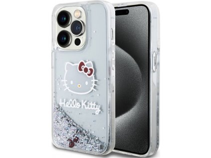 Hello Kitty Liquid Glitter Electroplating Head Logo Kryt pre iPhone 13 Pro, Transparentný