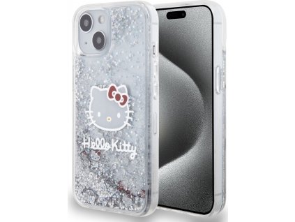 Hello Kitty Liquid Glitter Electroplating Head Logo Kryt pre iPhone 13, Transparentný