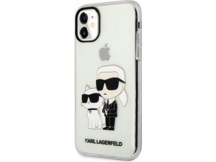 Karl Lagerfeld IML Glitter Karl and Choupette Kryt pre iPhone 11, Transparentný