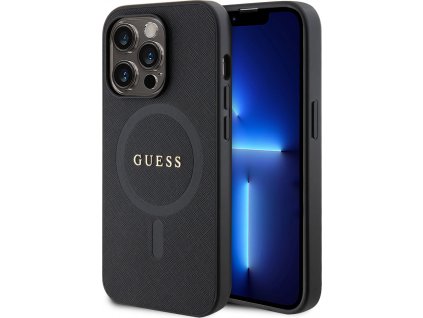 Guess Saffiano Kryt s MagSafe pre iPhone 15 Pro Max, Čierny