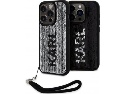 Karl Lagerfeld Sequins Reversible Kryt pre iPhone 15 Pro, Strieborný
