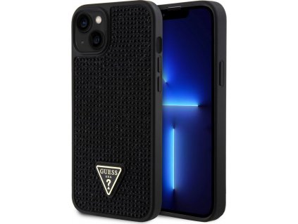 Guess Rhinestones Metal Logo Kryt pre iPhone 15 Plus, Čierny