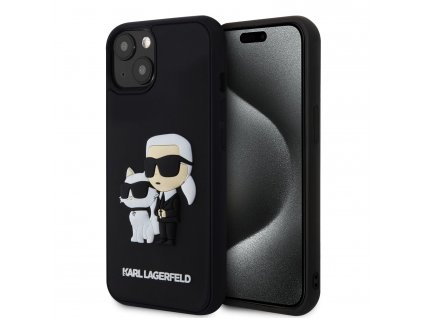 Karl Lagerfeld 3D Rubber Karl and Choupette Kryt pre iPhone 15 Plus, Čierny