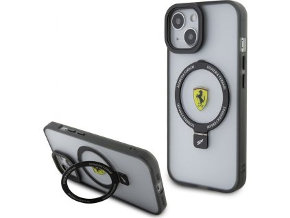 Ferrari Ring Stand MagSafe Kryt pre iPhone 15, Čierny