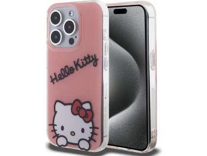 Hello Kitty IML Daydreaming Logo Kryt pre iPhone 15 Pro, Ružový