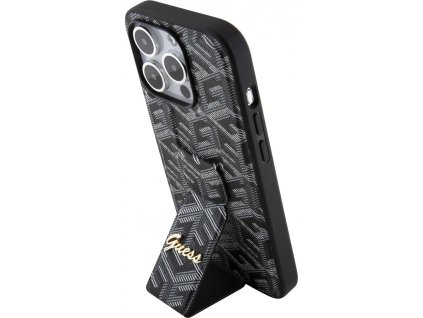 Guess Grip Stand G Cube Kryt pre iPhone 15 Pro, Čierny