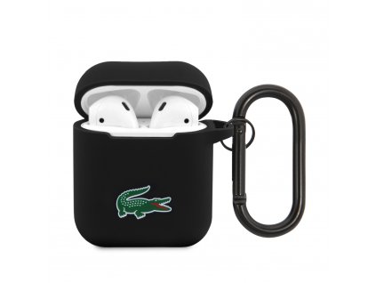 Lacoste Liquid Silikónové Puzdro pre AirPods 1/2, Čierne