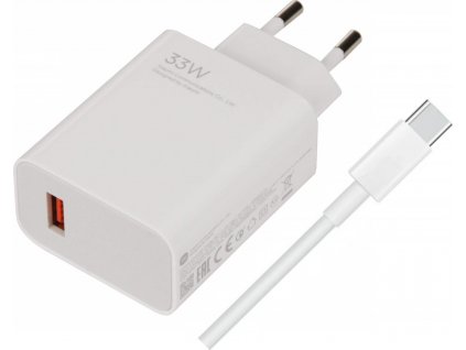 Xiaomi Cestovná Nabíjačka USB-A 33W + USB-C kábel, Biely (Bulk)