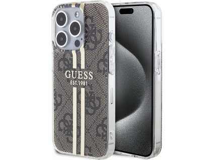 Guess Gold Stripe Kryt pre iPhone 15 Pro Max, Hnedý