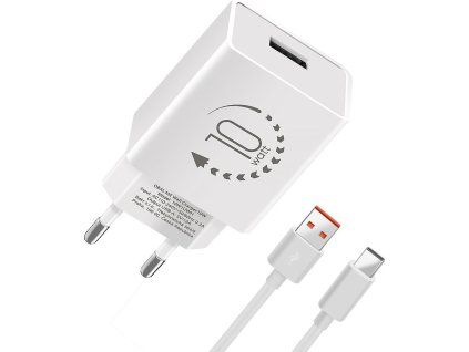 Cestovná Nabíjačka USB-A 10W / USB-A/USB-C Kábel 1m, OBAL:ME, Biela
