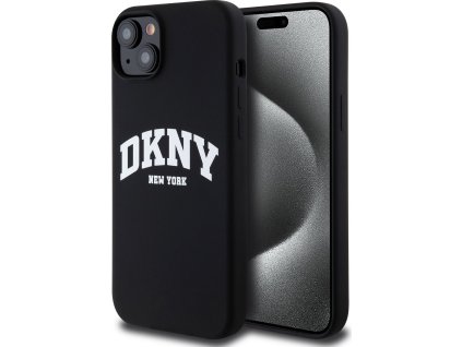 DKNY DKHMP15MSNYACH Silikónový Kryt s MagSafe pre iPhone 15 Plus, Čierny