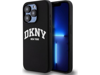 DKNY DKHMP15LSNYACH Silikónový Kryt s MagSafe pre iPhone 15 Pro, Čierny