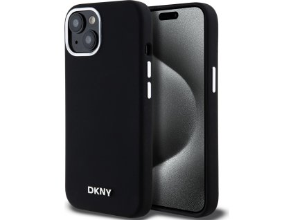 DKNY DKHMP15SSMCHLK Silikónový Kryt s MagSafe pre iPhone 15, Čierny