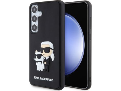 Karl Lagerfeld 3D Rubber Karl and Choupette NFT Kryt pre Samsung Galaxy S24 Plus, Čierny