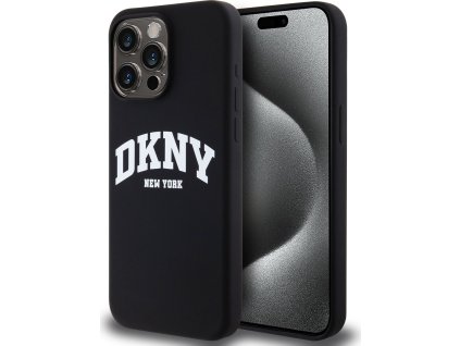 DKNY White Arch Logo Silikónový Kryt s MagSafe pre iPhone 12/12 Pro, Čierny