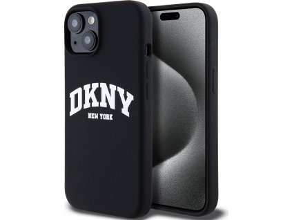 DKNY Arch Logo Silikónový Kryt s MagSafe pre iPhone 13, Čierny