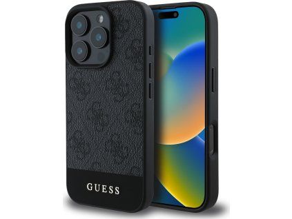 4G Stripe kryt pre Apple iPhone 16 Pro, Guess, Sivý
