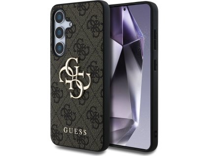 Guess PU 4G Metal Logo Kryt pre Samsung Galaxy S25, Hnedý