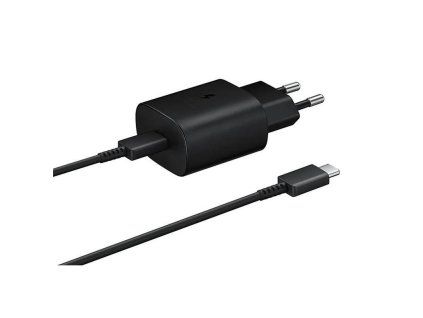 EP-TA800EBE + EP-DA705BBE Samsung 25W Cestovná nabíjačka + USB-C/USB-C Dátový Kábel Black
