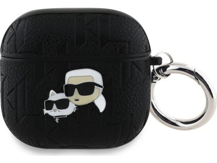Karl Lagerfeld PU Embossed Karl and Choupette Heads Puzdro pre AirPods 4, Čierne
