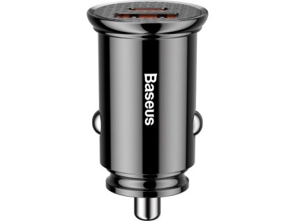 Baseus Circular Autonabíjačka USB + USB-C 30W, Čierna
