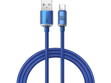 Crystal Shine Series Dátový Kábel USB - USB-C 100W 1,2m, Baseus, Modrý