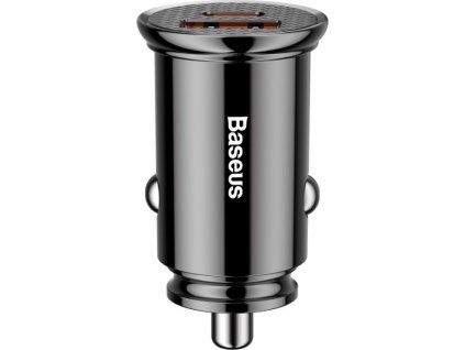 Circular Nabíjačka do Auta USB / USB-C 30W, Baseus, Čierna