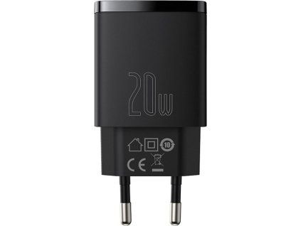 Compact Quick Nabíjačka USB / USB-C 20W, Baseus, Čierna