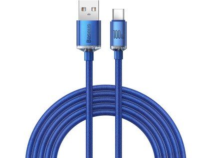 Crystal Shine Series Dátový Kábel USB / USB-C 100W 2m, Baseus, Modrý