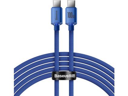 Crystal Shine Series Dátový Kábel USB-C - USB-C 100W 2m, Baseus, Modrý