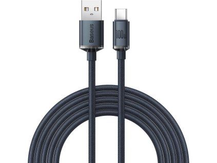 Crystal Shine Series Dátový Kábel USB - USB-C 100W 2m, Baseus, Čierny
