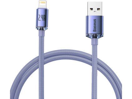 Crystal Shine Series Dátový Kábel USB - Lightning 20W 1,2m, Baseus, Fialový